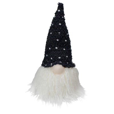 10" LED Lighted Black and White Polka Dot Knit Gnome Christmas Figure