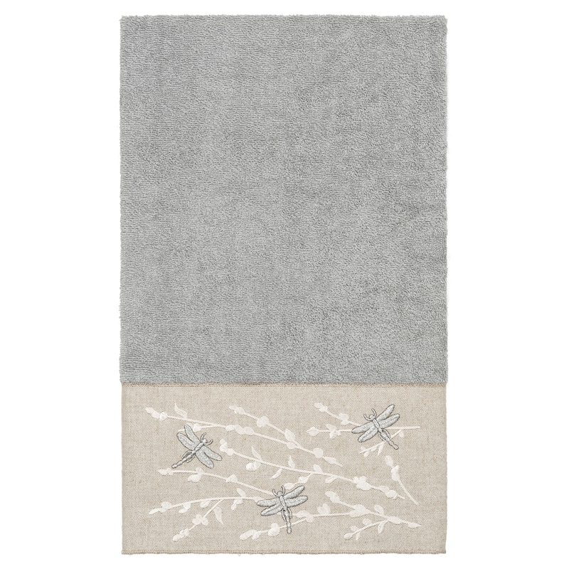 Authentic Hotel and Spa 100% Turkish Cotton Braelyn Embellished Bath Towel - Light Gray