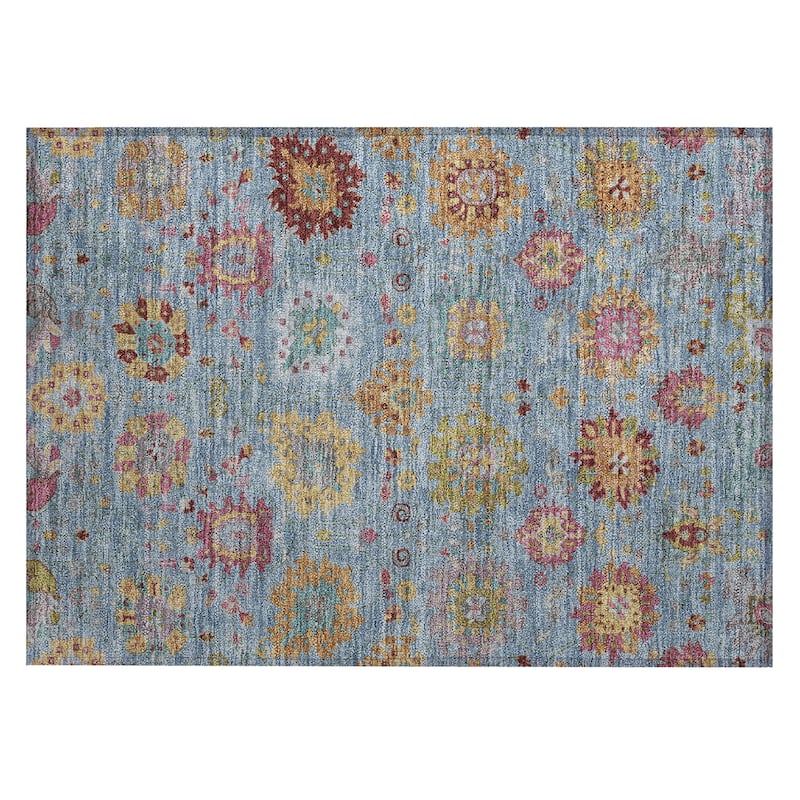 Machine Washable Indoor/ Outdoor Traditional Kashan Chantille Rug