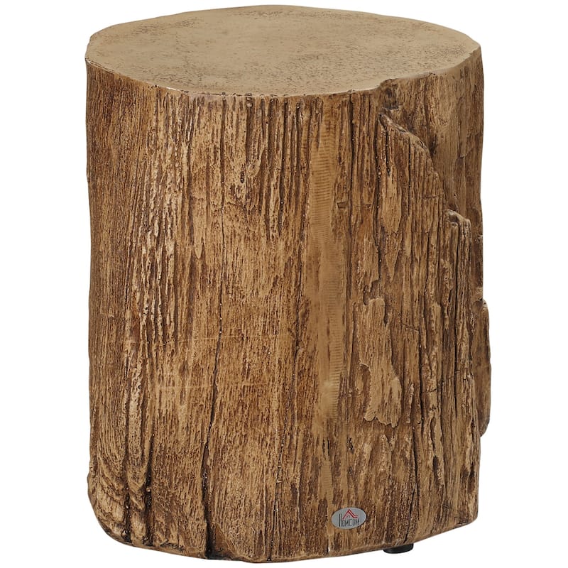 Decorative Side Table with Round Tabletop, Wood Grain Finish