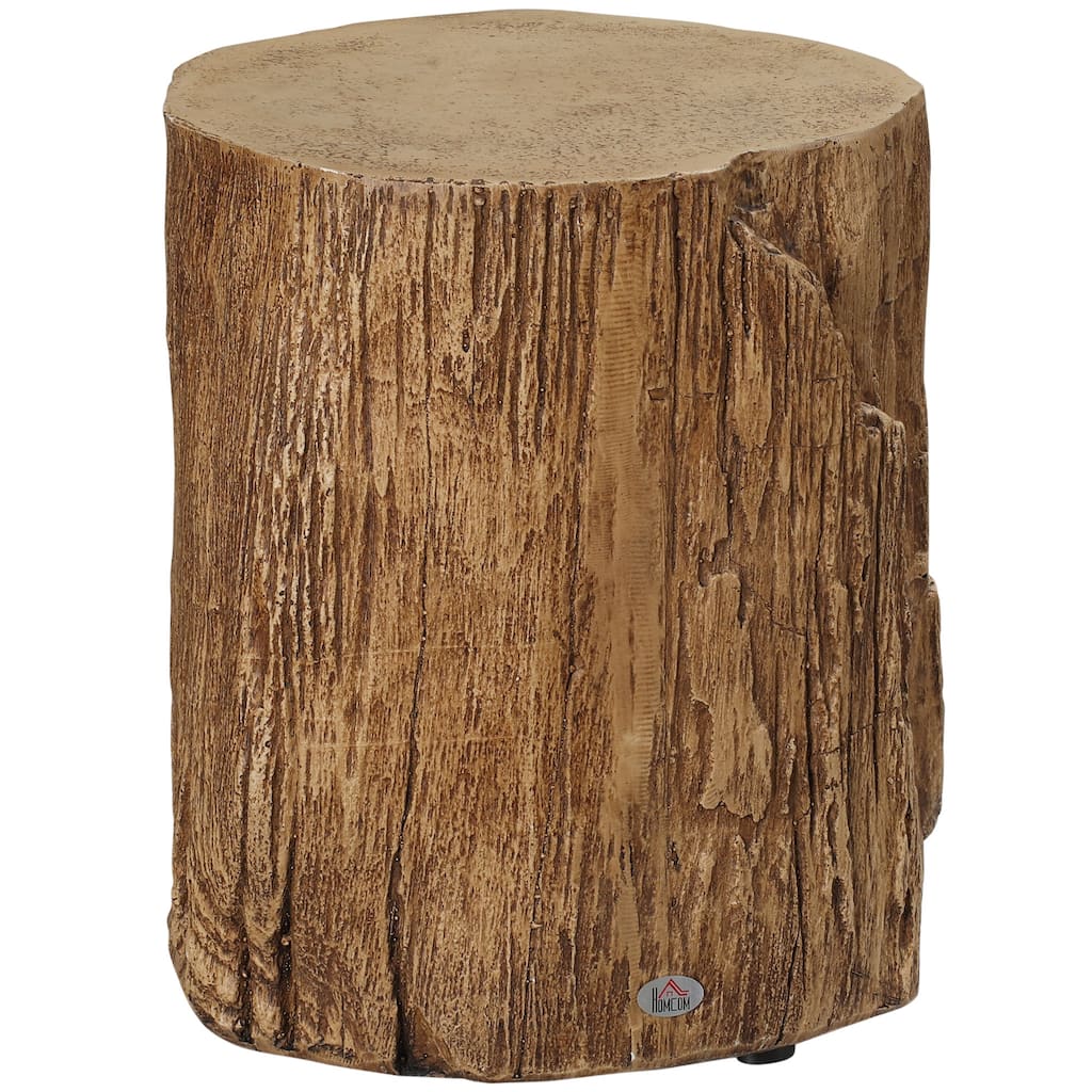 Tree Stump Stool, Decorative Side Table with Round Tabletop, Concrete End Table