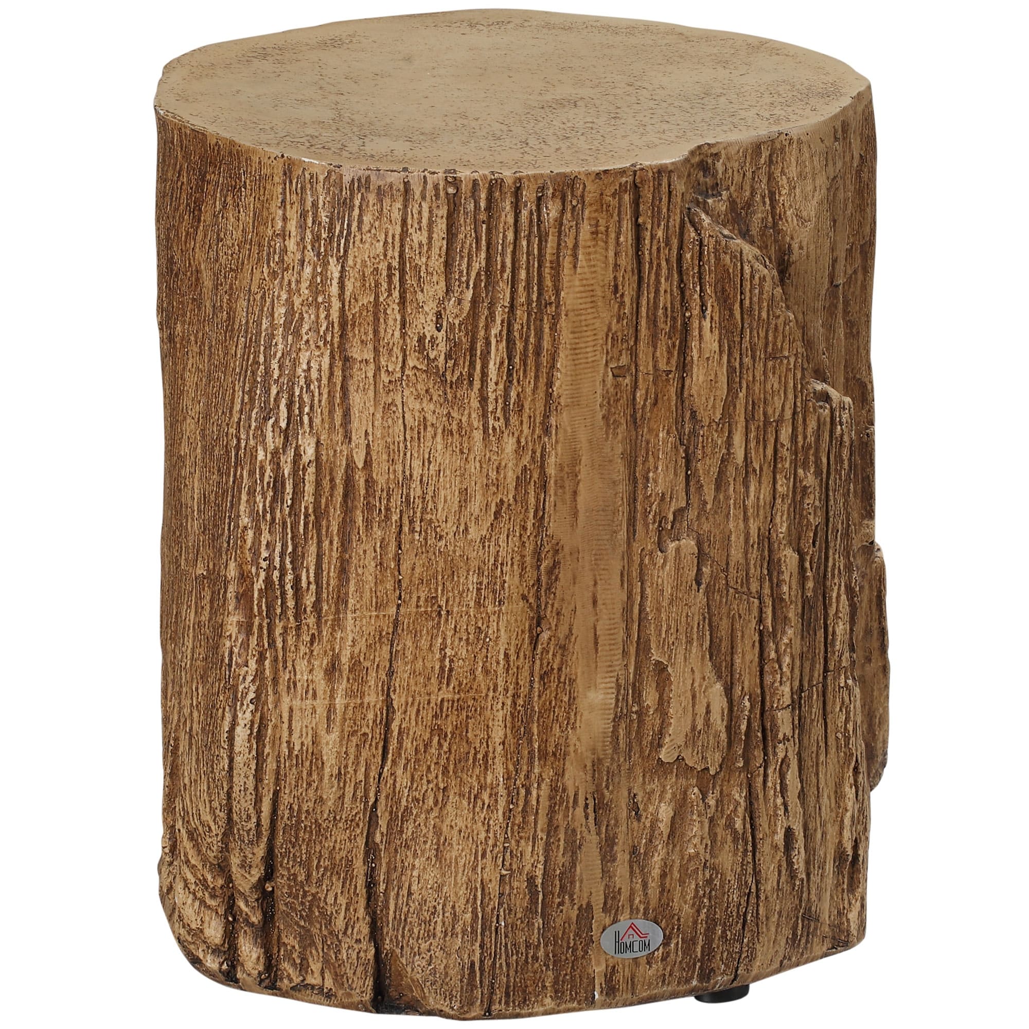 Tree Stump Stool, Decorative Side Table with Round Tabletop