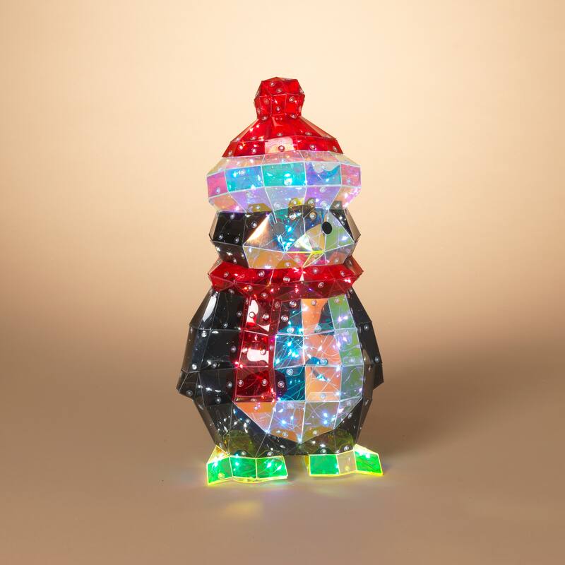 Festive 15.75 Inch Lighted Holographic Holiday Penguin