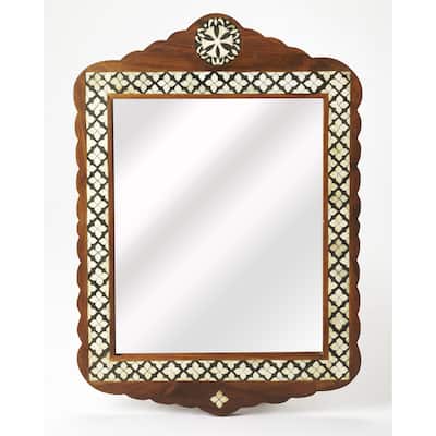 Butler Gabby Wood & Bone Inlay Wall Mirror - Brown