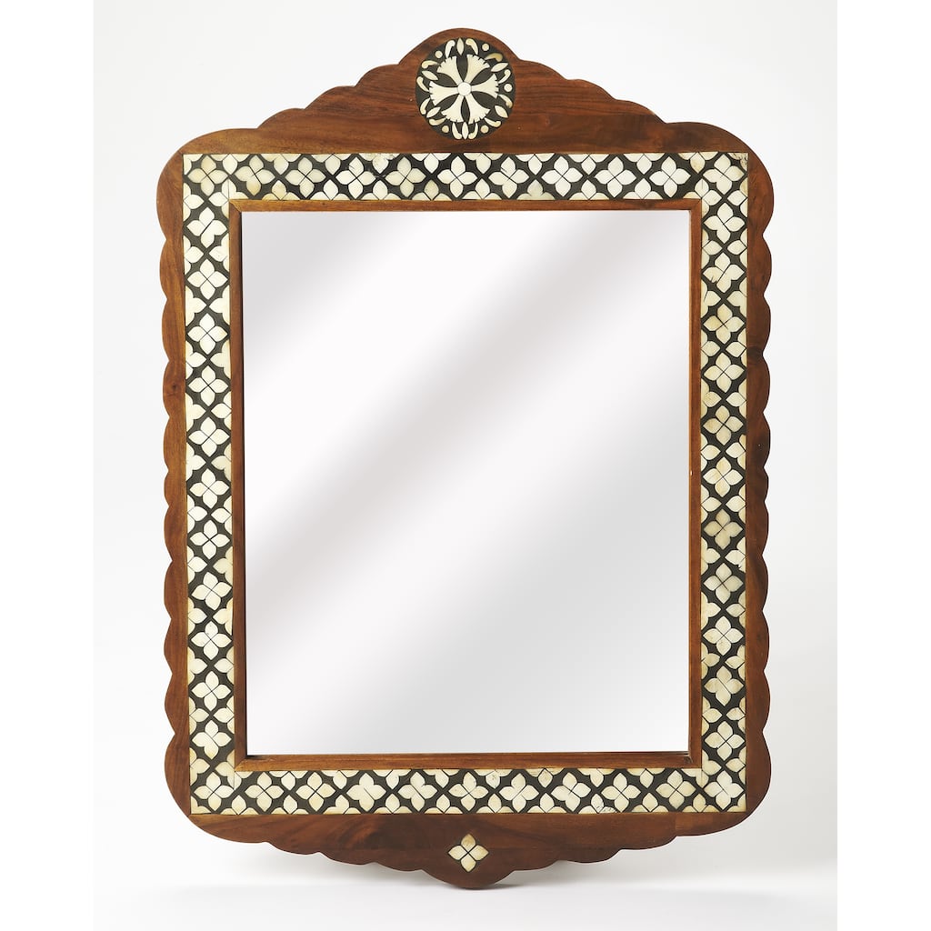 Butler Gabby Wood & Bone Inlay Wall Mirror - Brown