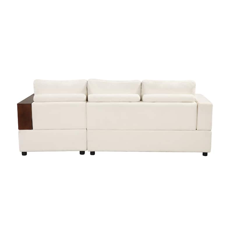 Christopher Knight Home - 87.4" L-Shaped Sectional Sofa with Reversible Armrests and Integrated Chaise Lounge