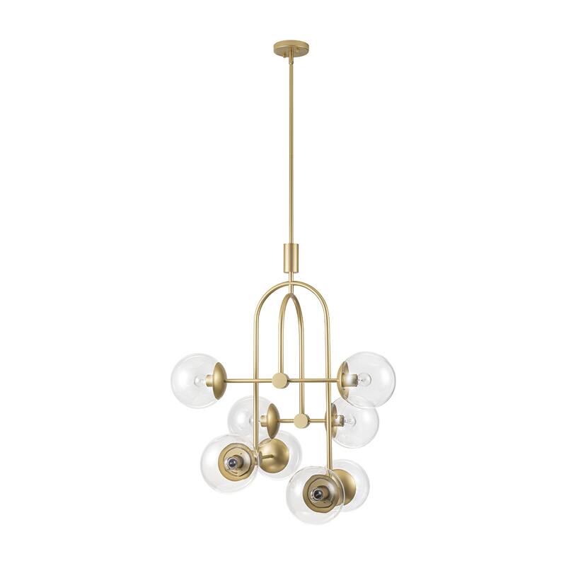 Lnox Modern Sputnik Glass Chandelier in Gold Pendant Light - 29.13 in. W x 35.43 in. H x 29.13 in. D