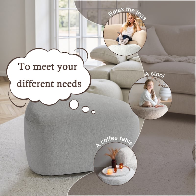 Bonnie 26"/43" W Chenille Small/ Oversized Triangular Cheese Ottoman