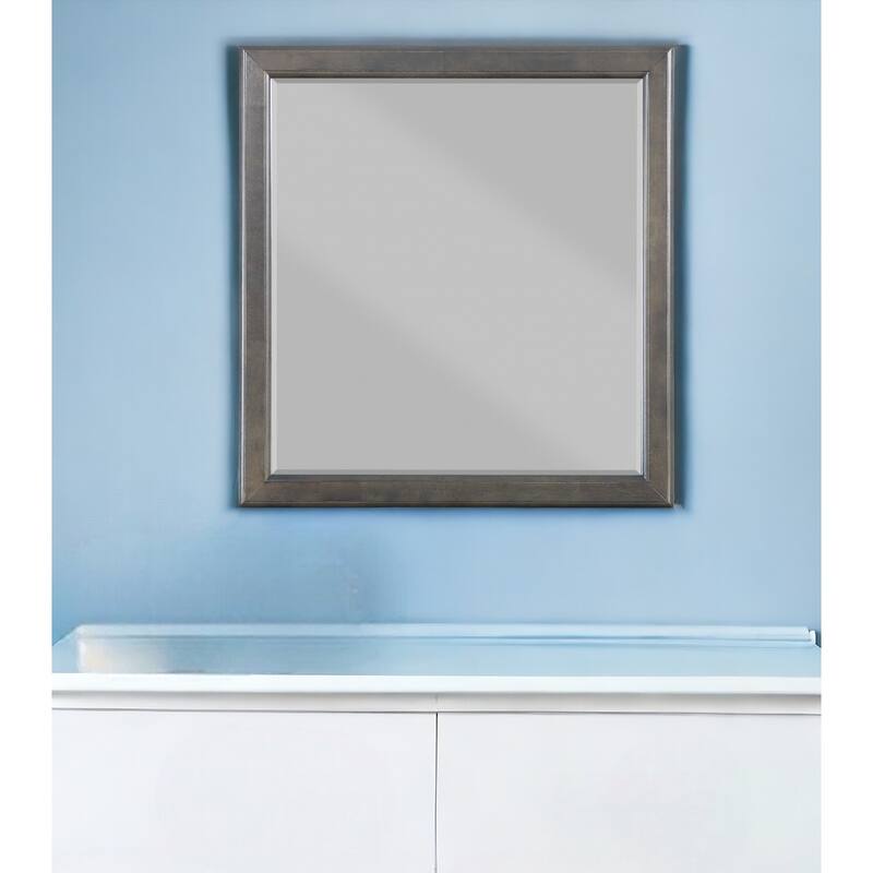 HomeRoots 38" Gray Square Wood Framed Accent Mirror - 36' X '38' X '1 - 36' X '38' X '1 - Gray