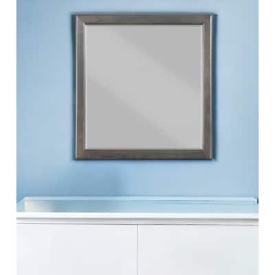 HomeRoots 38" Gray Square Wood Framed Accent Mirror - 36' X '38' X '1