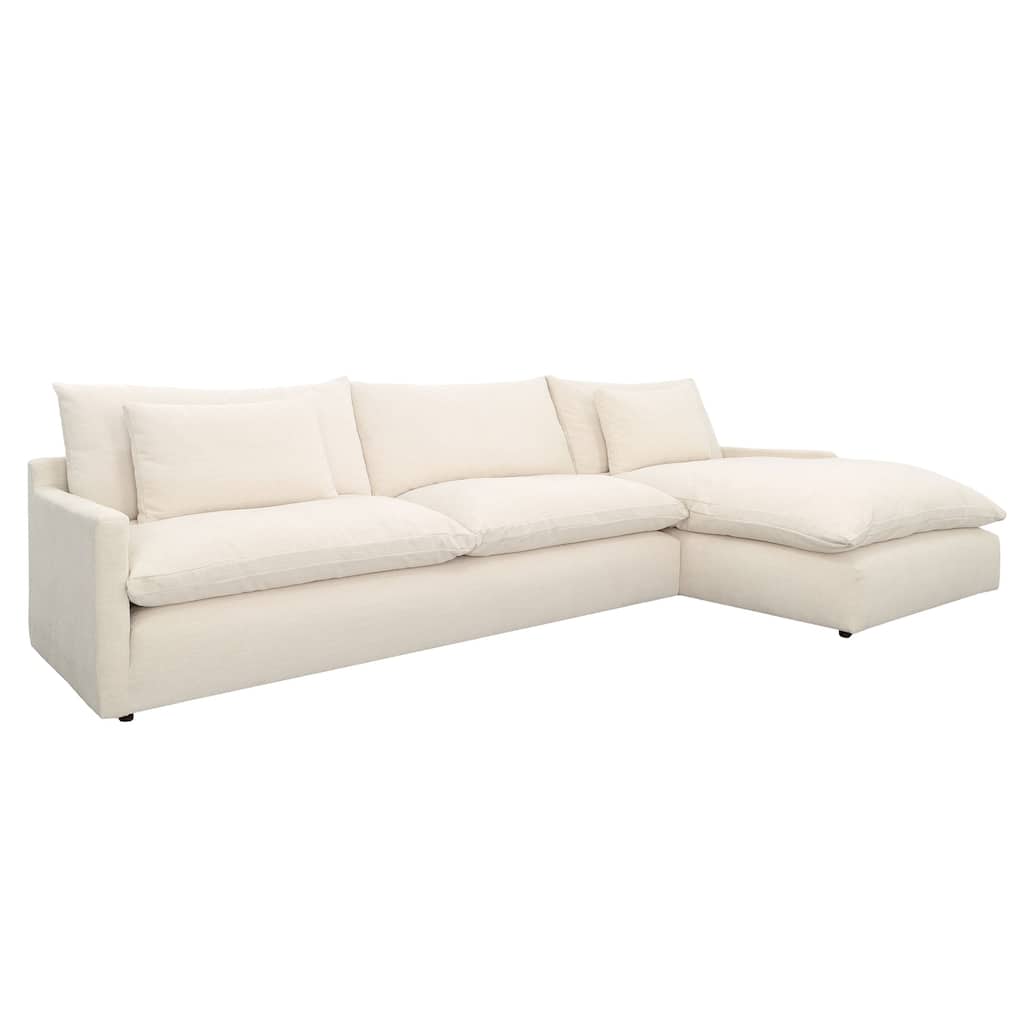 Glendale Right-Facing Upholstered Chaise Sectional, Cream