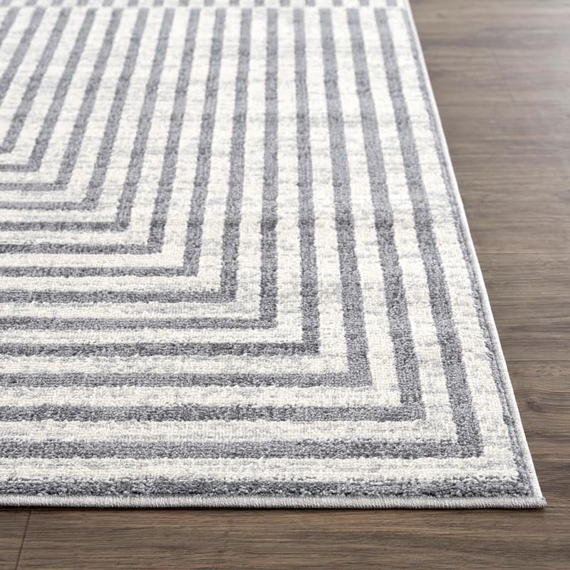 Abani Rugs MIST MIS170A Cream Grey Op Art Area Rug