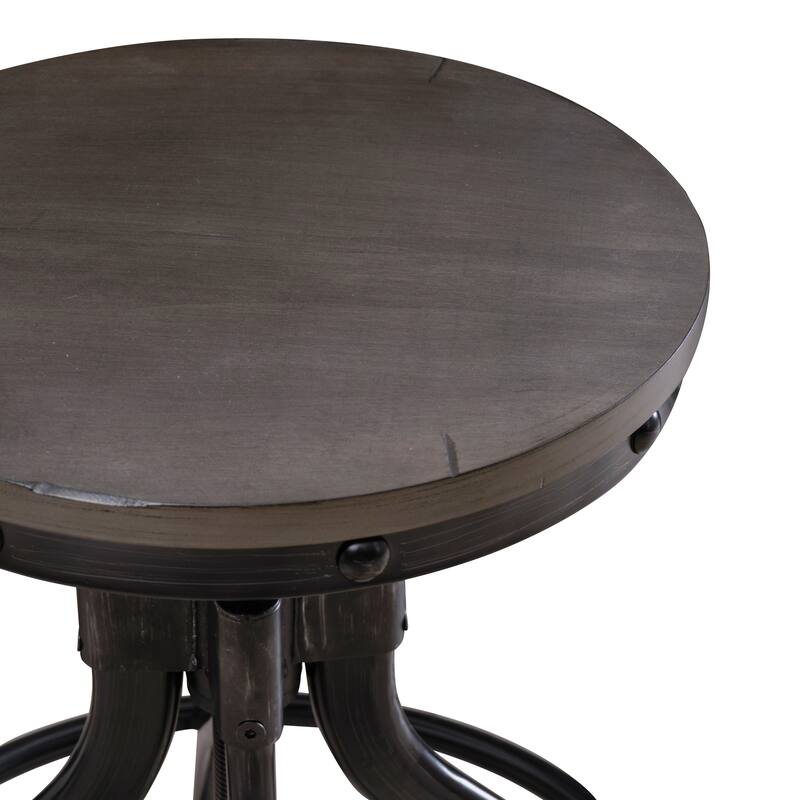 Linon Caverly Steel/Wood Industrial 5-Piece Adjustable Round Bar Stool Set