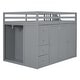 preview thumbnail 17 of 38, Full Size Wood Loft Bed With Built-in Wardrobes,Cabinets and Drawers