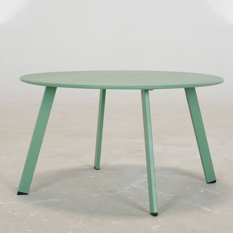 Clihome Patio Round Metal Coffee Table, Outdoor Side Table
