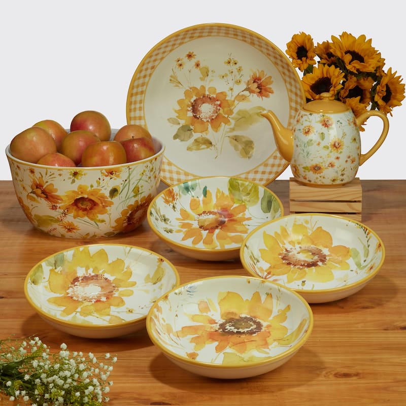 Certified International Sunflowers Forever 11" Dinnerware Plates, Set of 4 - 11" x 11"