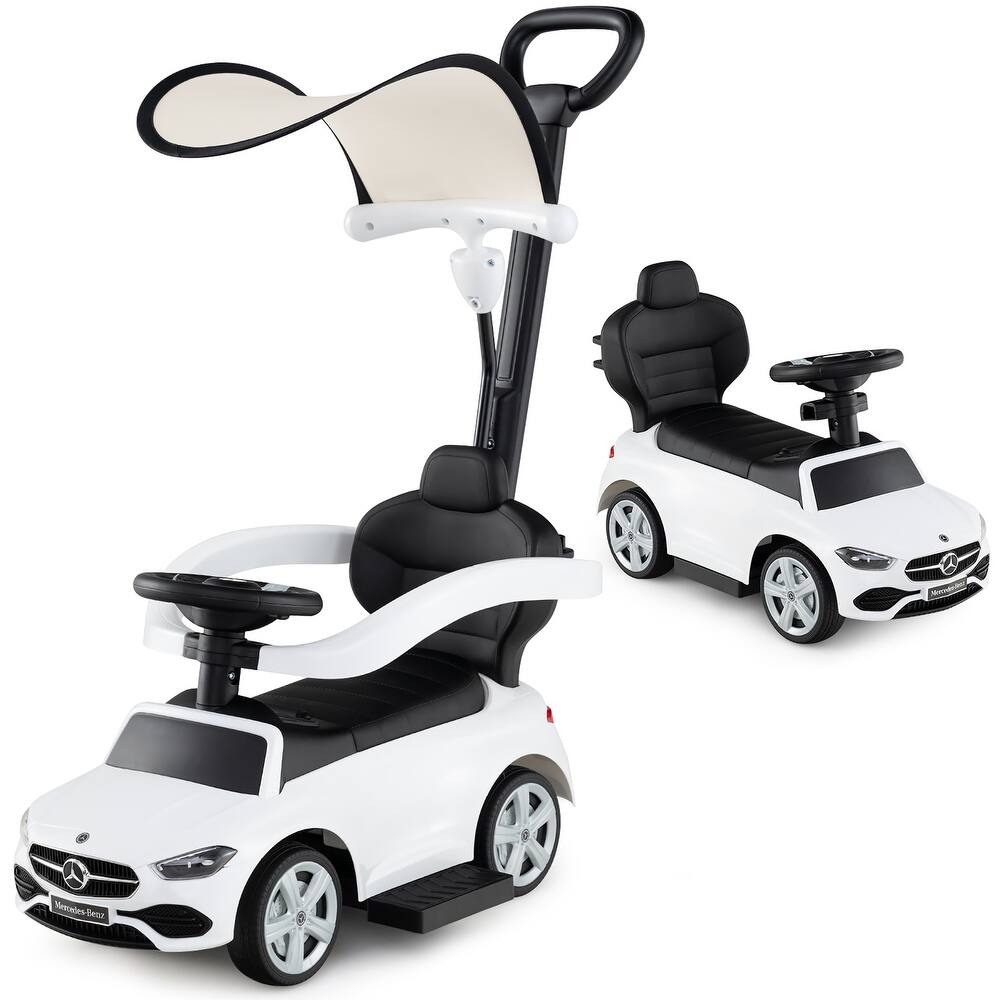 Gymax 3-in-1 Toddler Push Car w/Adjustable Canopy Under Seat Storage