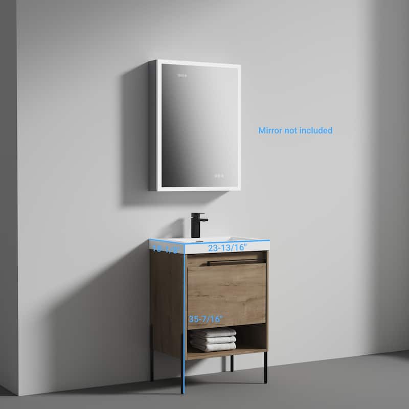Freestanding Bathroom Vanity Set with Open Shelf & Topmounted Sink