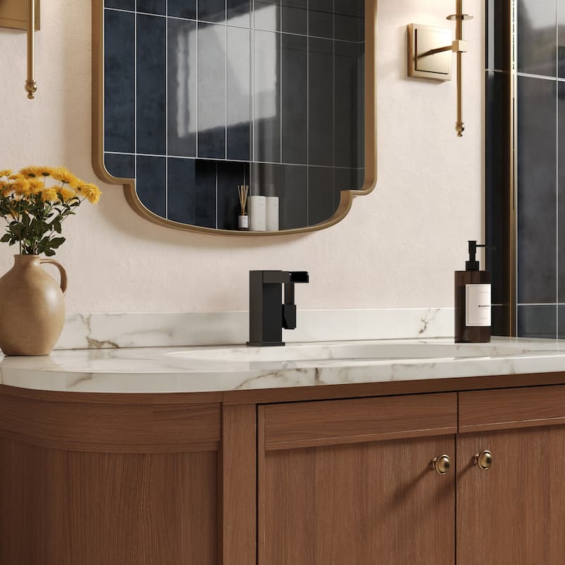 GRANDJOY LED Waterfall Bathroom Sink Faucet with Drain Assembly, Single Handle Vanity Fixture