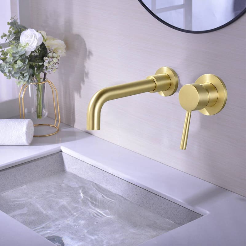 Vanityfair Wall Mount Single Handle Bathroom Sink Faucet - Brushed Gold