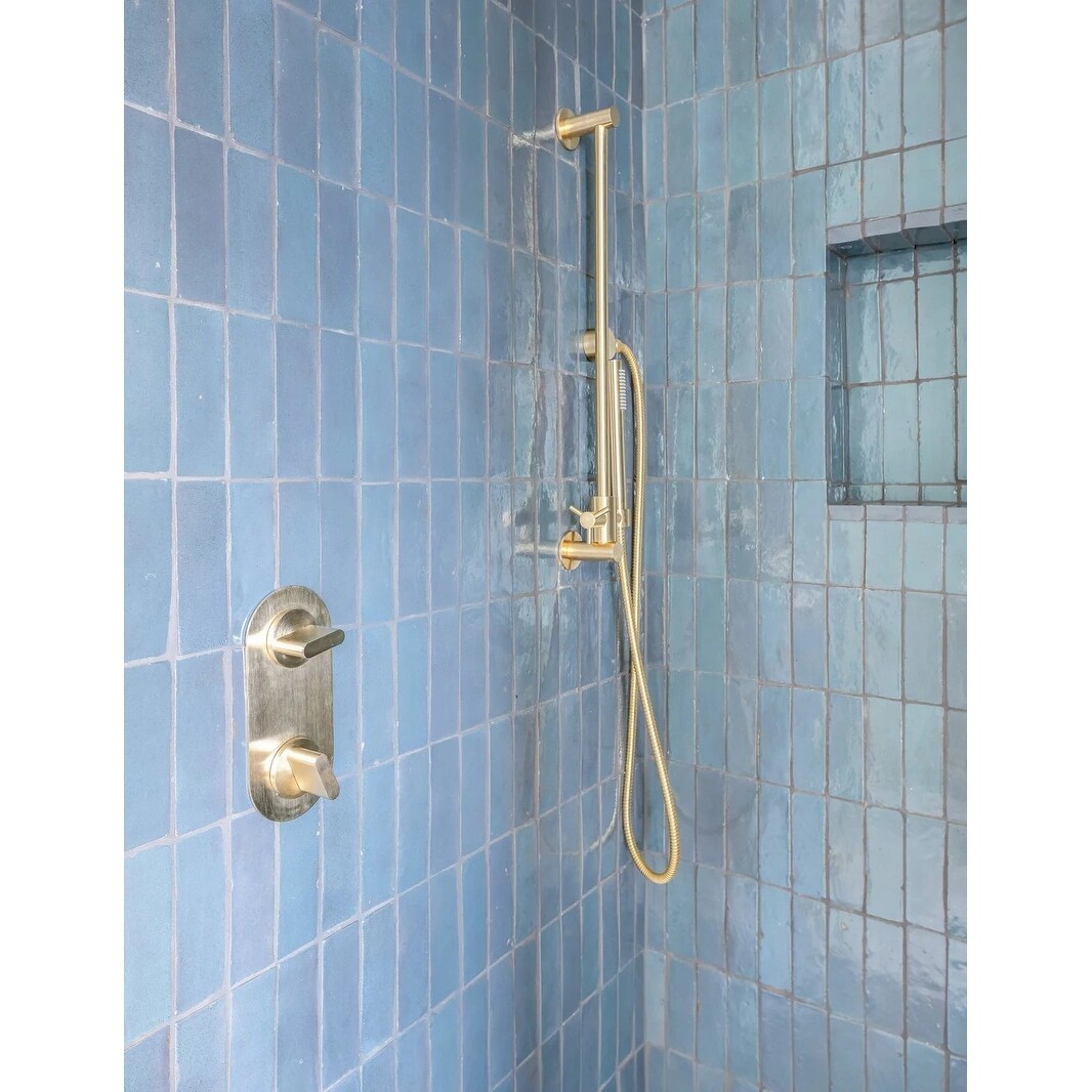 モルフォブルー Moroccan Handmade 2''x6'' Solid Color Zellige Tile ,Powder Blue