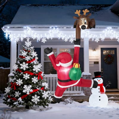 Costway 8.5 FT Christmas Inflatable Reindeer & Climbing Santa Claus, - See Details