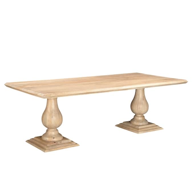 HomeRoots 96" Natural Wood Double Pedestal Base Dining Table - 96.00 in. x 30.00 in. x 42.00 in.