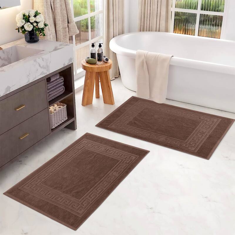 Superior Plush & Absorbent 900 GSM Cotton Bath Mat - (Set of 2) - Mocha