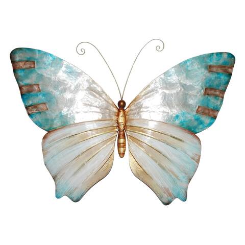 Butterfly Wall Decor Pearl And Soft Aqua (m2004) - 1 x 18 x 13