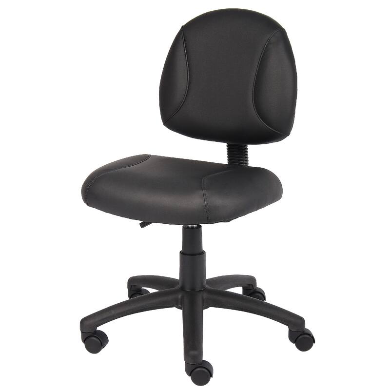 Wen Swivel Posture Chair, Black Faux Leather Back & Waterfall Seat