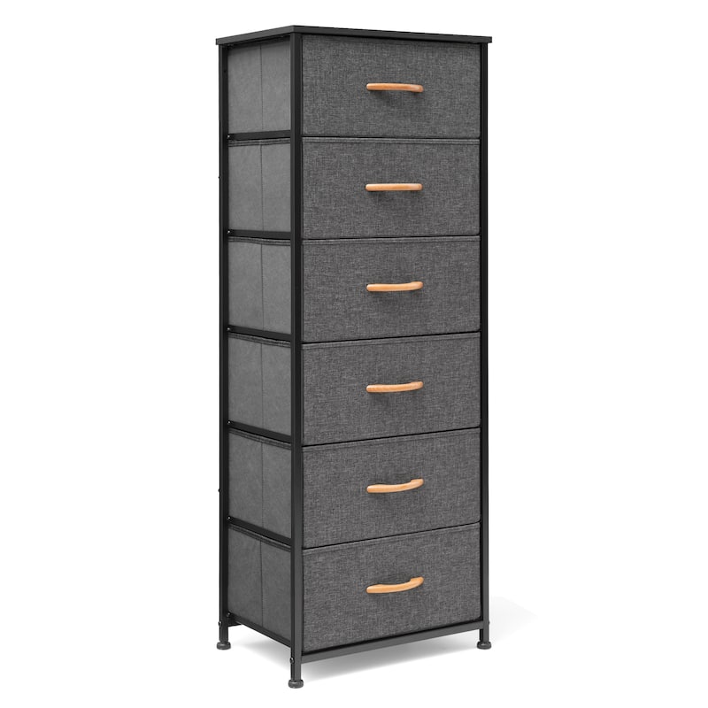 VredHom 6 Drawers Vertical Dresser Storage Tower - Grey - 6-drawer