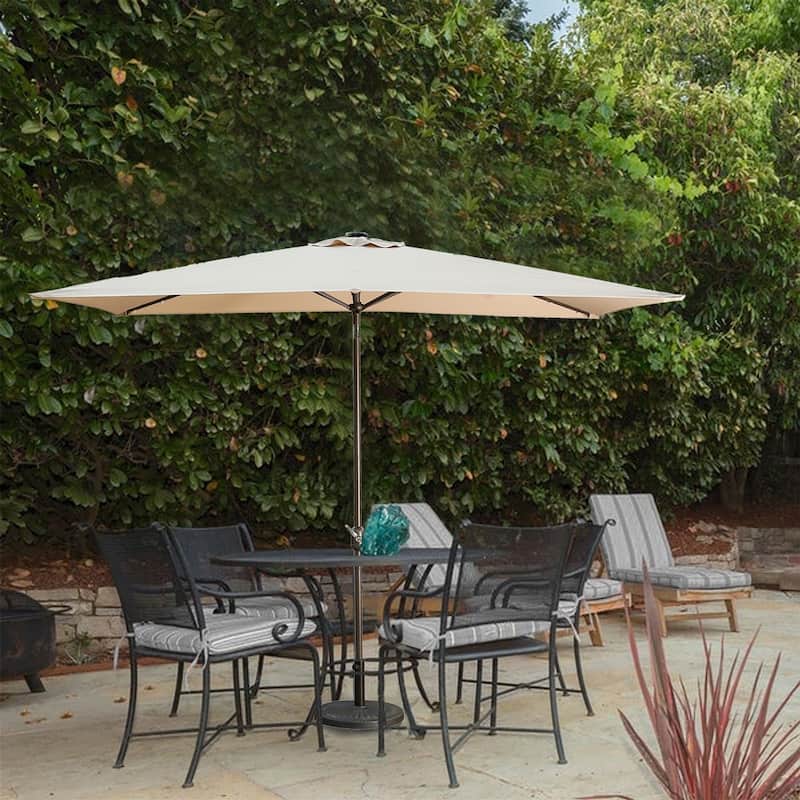 10 ft.LED Aluminum Rectanglar Market Patio Umbrella