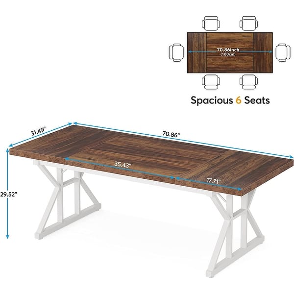 dimension image slide 6 of 9, 70.8-Inch Executive Desk, Large Computer Office Desk Workstation