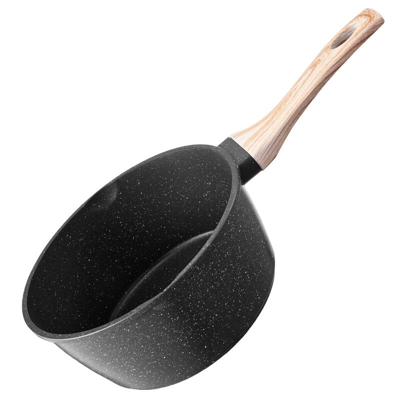 Anmytek 2.5 QT Nonstick Granite Saucepan with Lid Aluminum Alloy for Simmering Boiling All Stovetops