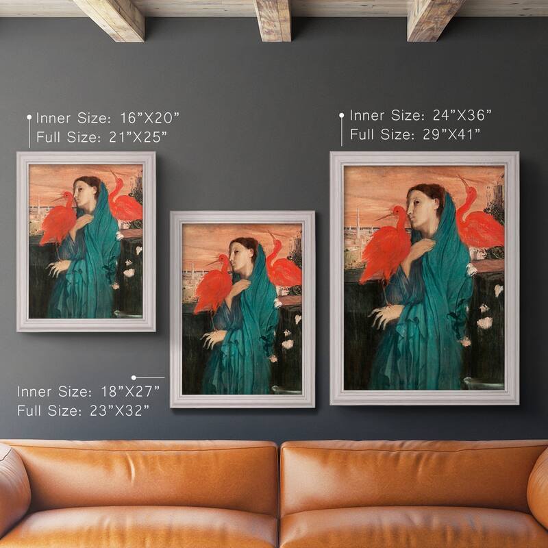 Young Woman with Ibis Premium Framed Canvas- Ready to Hang