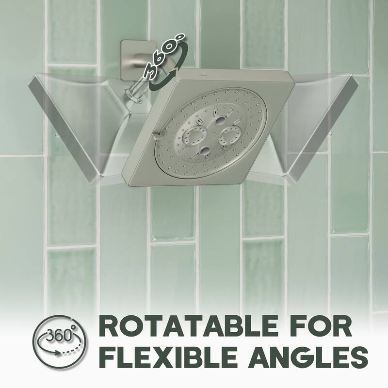 7-Spray Patterns 6.5 in. Wall Mount Rain Fixed Shower Head with Shower Arm and Flange