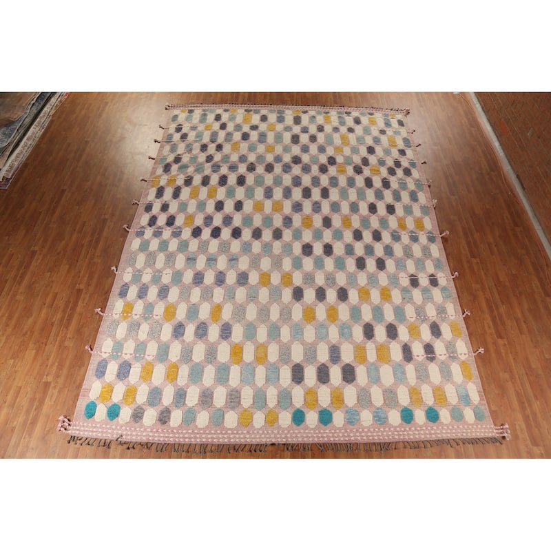 All-Over Moroccan Large Area Rug Hand-Knotted Wool Carpet - 11'7"x 16'1"