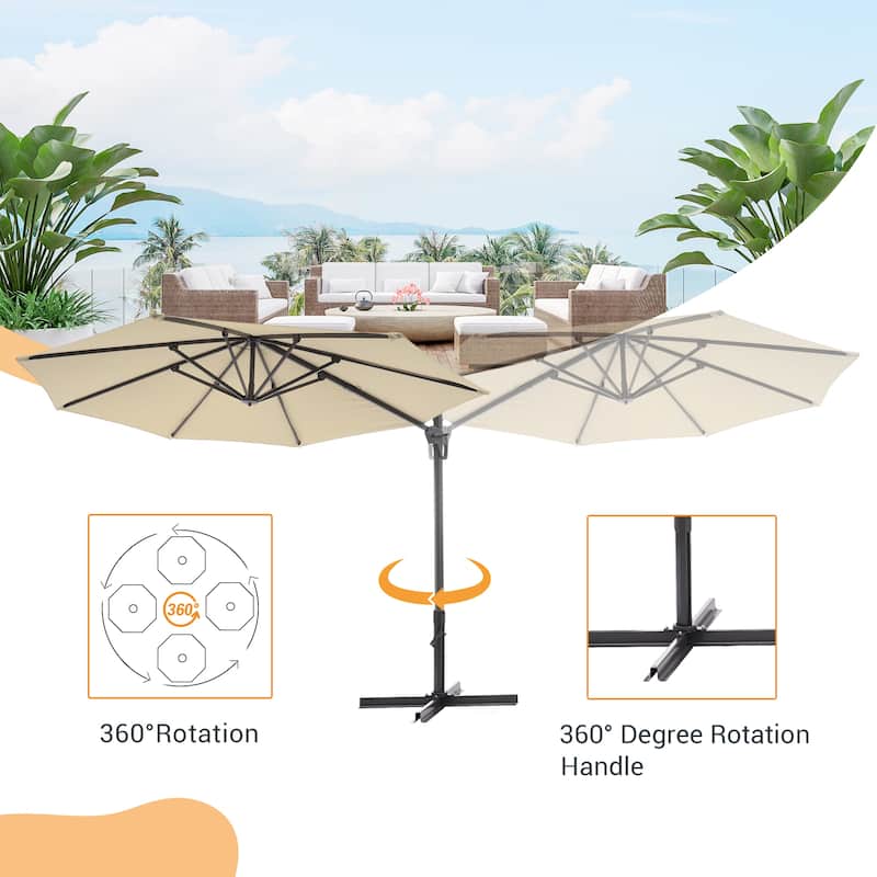 LIVOOSUN 11Ft Cantilever Patio Umbrella,Offset Hanging Umbrella