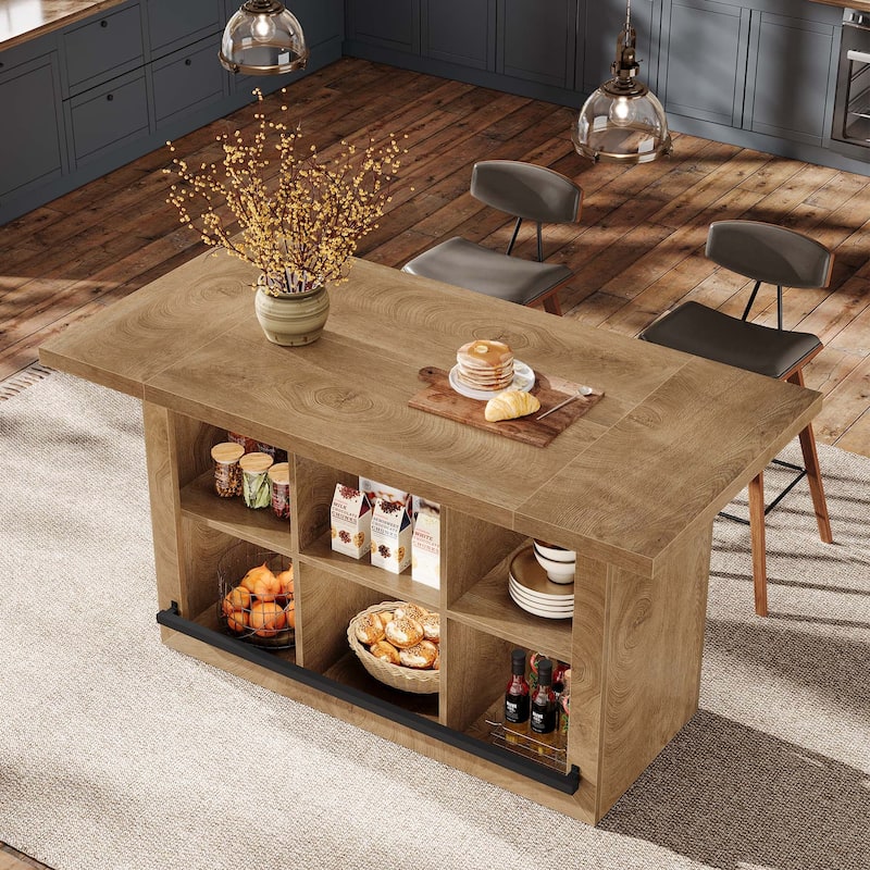 Kitchen Island with 6 Cubbies, Counter Height Kitchen Island Table