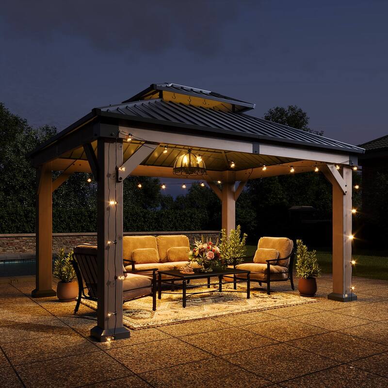 Aoxun Double Roof Outdoor Wood Gazebo