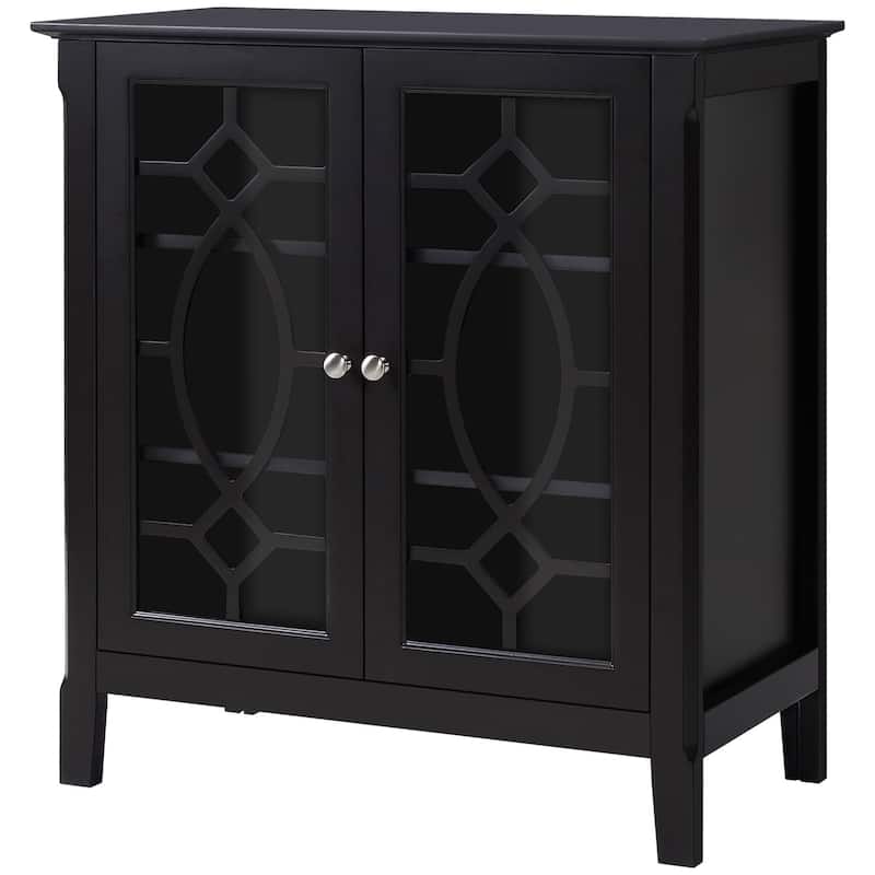 Sideboard Buffet Cabinet, Kitchen Storage Cabinet, Double Glass Door Accent Cabinet with Adjustable Shelves