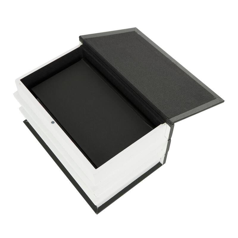 White or Black Canvas Faux Storage Book Box with Live, Laugh, Love Text (Set of 2)