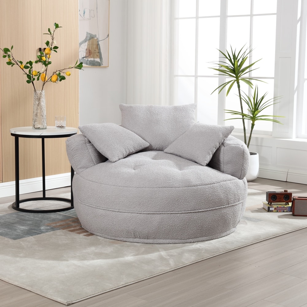Chenille Sponge single sofa,No Assembly Required,Fluffy Modern Sleeper Chair for Living room, Bedroom