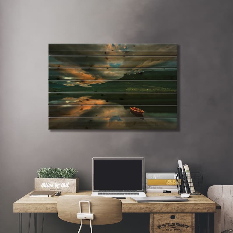 Boat II Print On Wood by Krzysztof Browko - Multi-Color