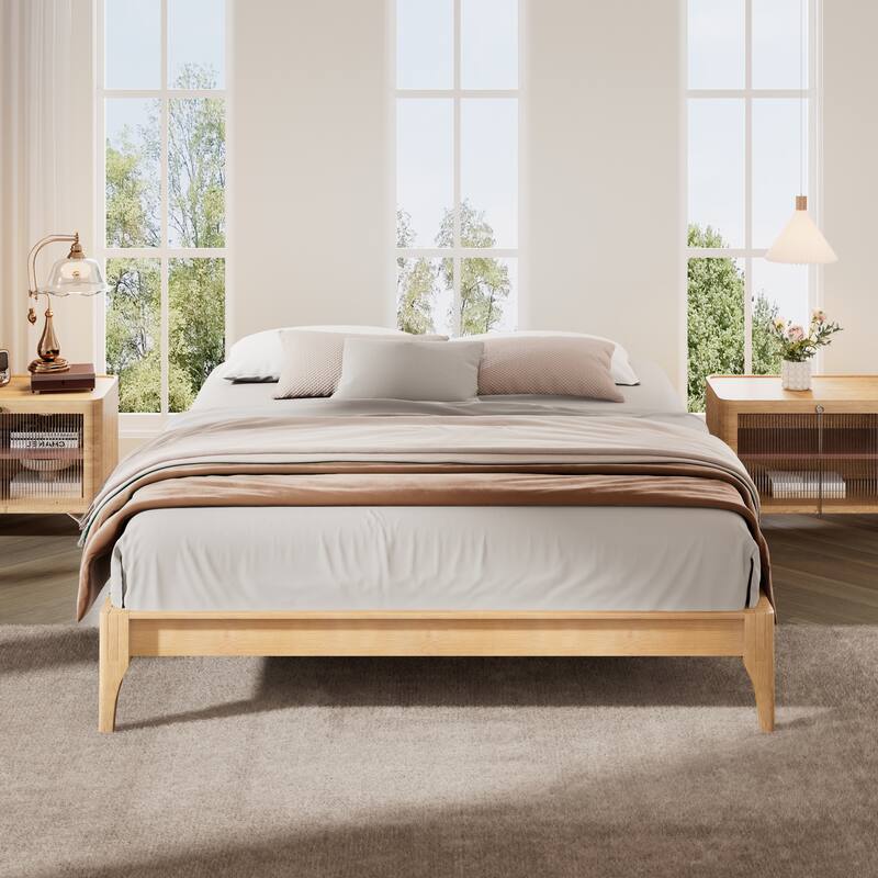 Solid Dry Bamboo Wood Platform Bed Frame by Harper&Bright Designs