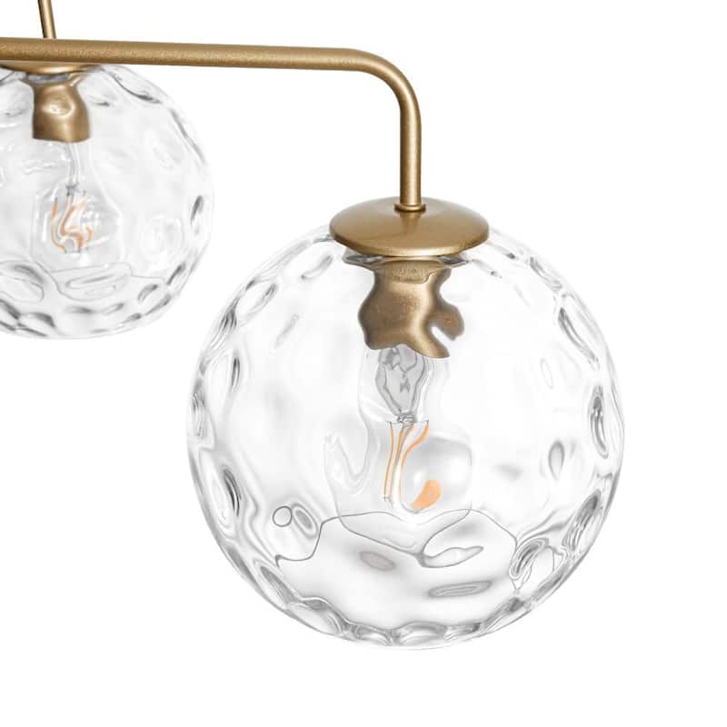 5-Light Modern Linear Clear Glass Sphere Chandelier for Dining Room - 33.5 in
