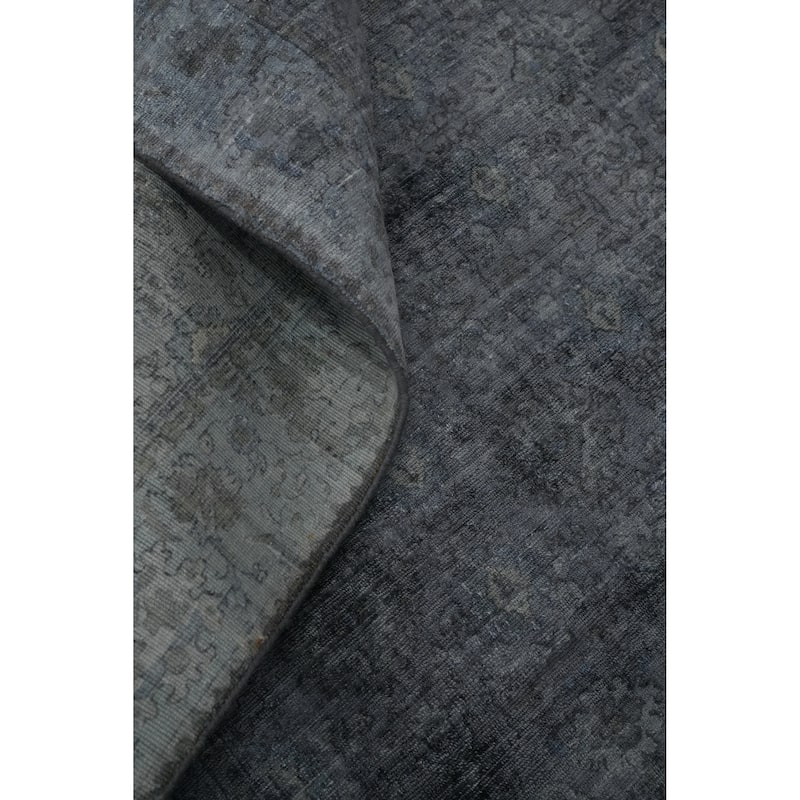 Hand-knotted Transitional Silk Carpet Grey Oushak Rug Geometric Oriental Area Rug - 7' 11'' X 5' 6''