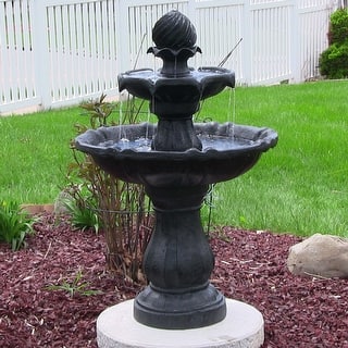 slide 2 of 36, Sunnydaze Two Tier Solar-on-Demand Fountain, 35 Inch Tall - 35-Inch