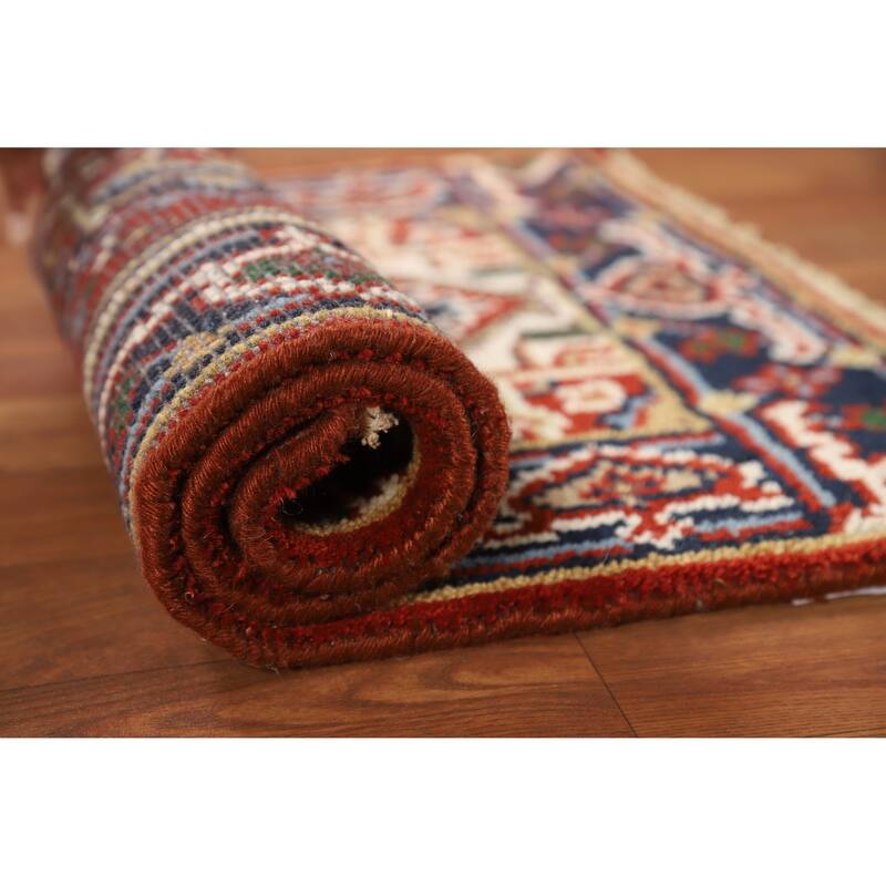 Hand Knotted Oriental 100% Wool Carpet Traditional Medallion Oranges & Rust Heriz (serapi) Area Rug - 3' 0'' X 2' 0''