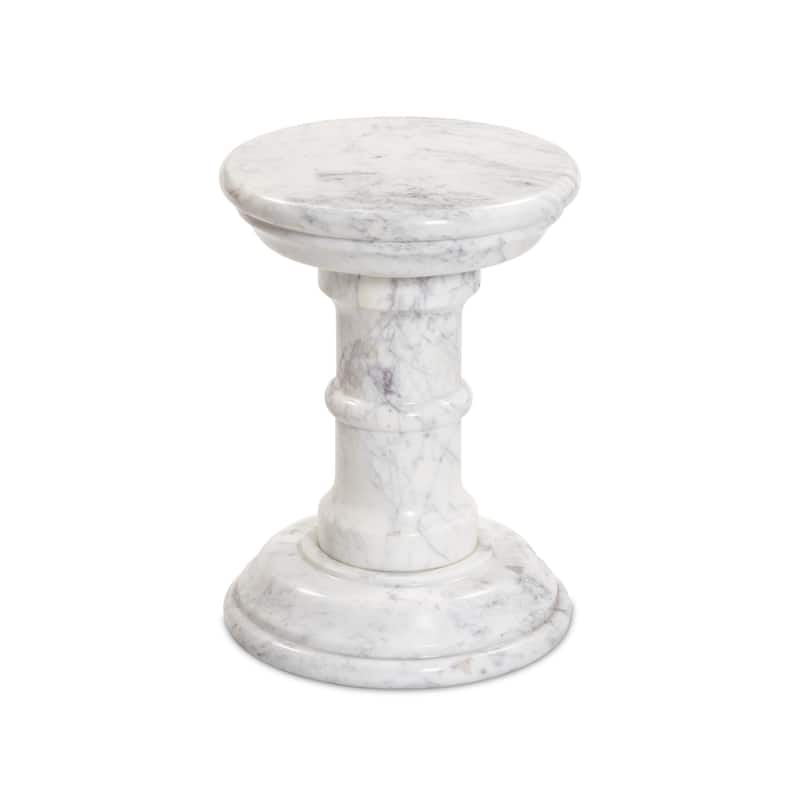 Jonathan End Table-Veined White Marble Solid